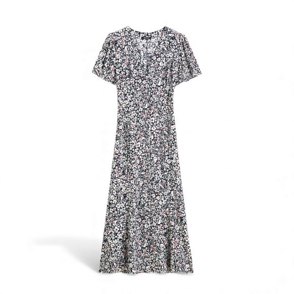 Madewell Button-Front Flutter-Sleeve Midi Dress in Floral Size 2 - Picture 4 of 11